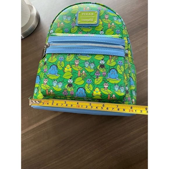 NWT Loungefly Disney Pixar It’s A Bugs Life Mini Faux Leather Green Backpack - Picture 11 of 11